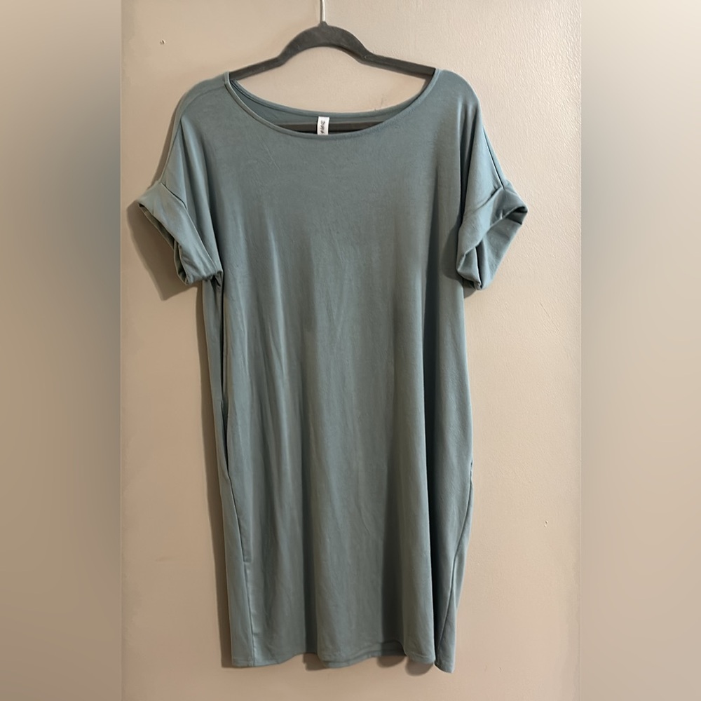 Casual Green T-Shirt Dress